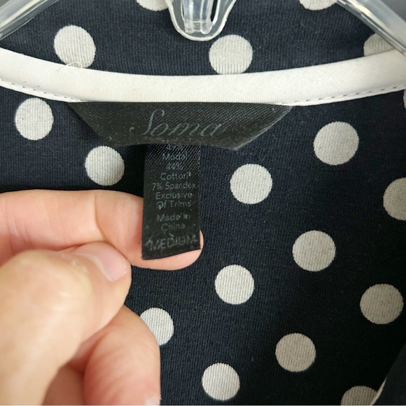 Soma Pajama Shirt and Pants Set Navy Beige Polka Dot Size S/M - Picture 7 of 12